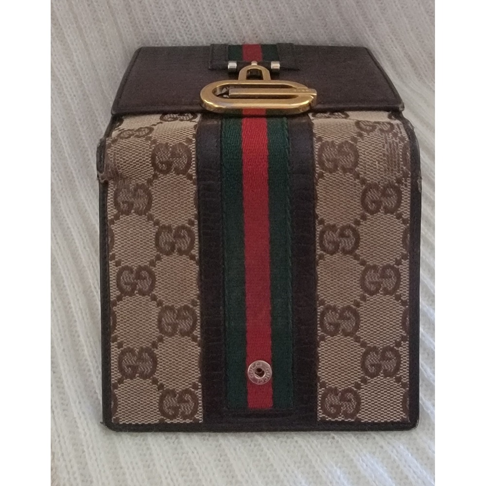 Gucci Vintage GG Supreme Sherry Line Web Bifold Wallet Brown Leather G Buckle - Picture 3 of 10